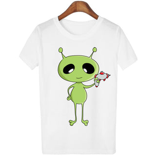 Green Alien With Gun T-shirt