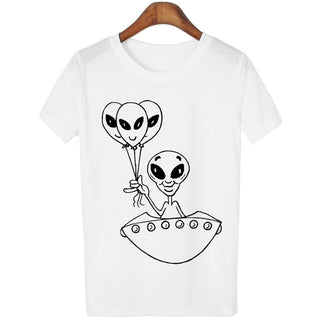 Alien With Balloons White T-shirt