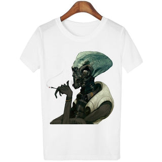 3D Smoking Alien Print T-shirt